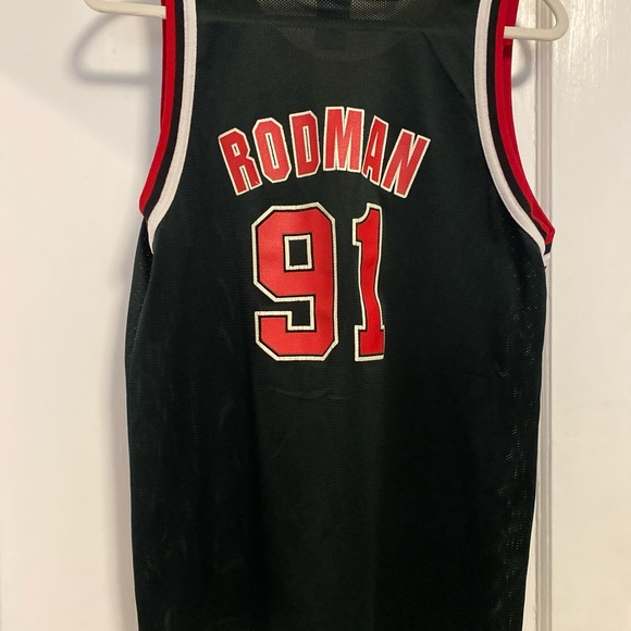 Vintage Dennis Rodman Bulls Black Jersey Youth XL 18/20 - Picture 2 of 6